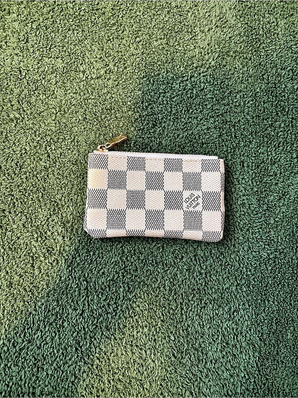 Louis Vuitton Pochette Cles Checkered Pouch White & Black